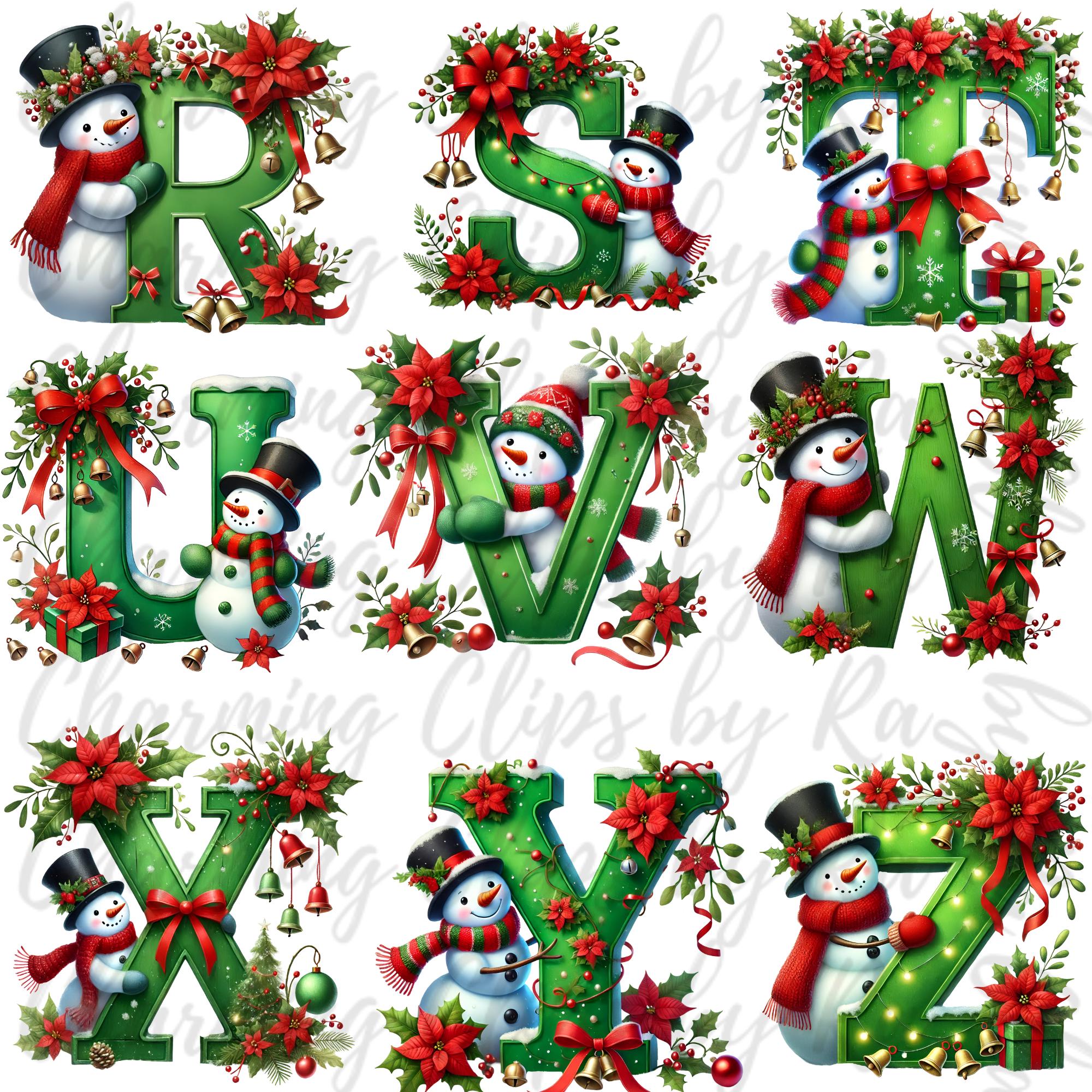 Christmas Alphabet PNG Bundle, Snowman Letters PNG, Christmas Letters ...