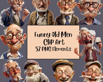 Funny Old Man Clipart, Elderly Clipart, Grandpa Clipart, Grandfather, Senior, Funny Old People, Grumpy Old Man PNG, Sublimination