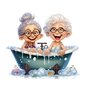 Funny Old Ladies Clipart, Elderly Clipart, Cute Grandma, Old Ladies PNG Bundle, Cheerful Old Lady, Funny Old People, Senior Old Lady Clipart
