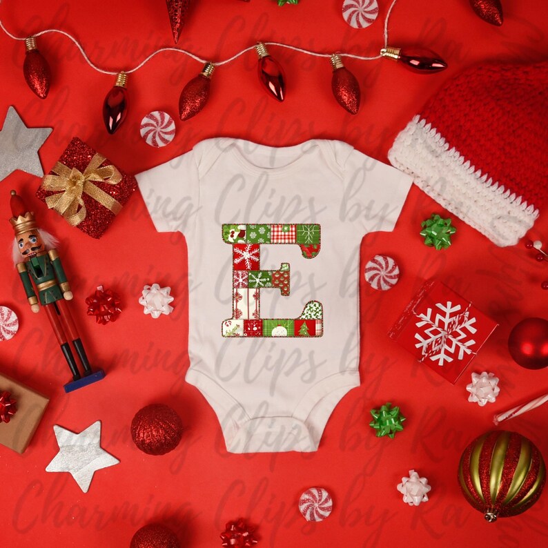 Alphabet de Noël PNG, patchwork lettres et cliparts chiffres, Noël Doodle lettres, sublimation, clipart vacances image 7