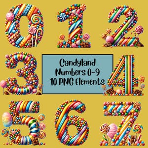 Candyland Clipart, Candyland Numbers, Birthday Sweets, Candy Shop, Pastel Sweets, Sublimation, Scrapbook, Candyland Alphabet