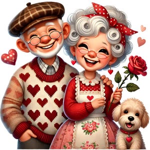Imágenes prediseñadas de pareja de ancianos divertida, día de San Valentín, imágenes prediseñadas de ancianos, imágenes prediseñadas de abuelos, imágenes prediseñadas de ancianas, personas mayores divertidas, sublimación