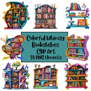 Bücherregal Clipart, Bücherregal Clipart, gestapeltes Buch, gemütliche Bücherwürmer, Buchliebhaber Bundle Clipart, magische Bücher, Bücherstapel, Sublimation
