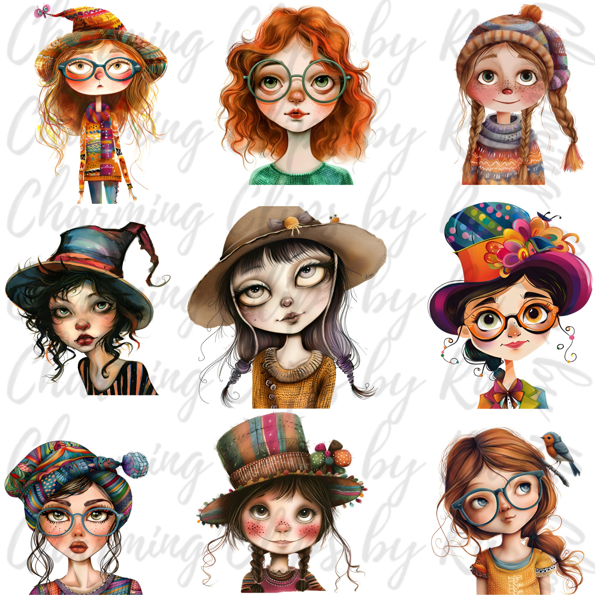 Quirky Girl Clipart, Whimsical Girl, Paper Doll, Junk Journal, Cute ...