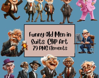 Funny Old Man Clipart, Elderly Clipart, Grandpa Clipart, Grandfather, Business Man, Funny Old People, Grumpy Old Man PNG, Sublimination