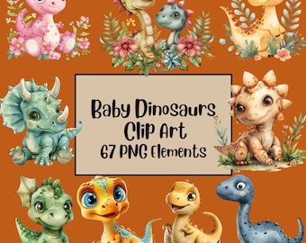 Dinosaur Clipart, Baby Dino Clipart, Dinosaur Graphics, Triceratops Clipart, Cute Dino Clipart, Dinosaur PNG Bundle, Trex Clipart