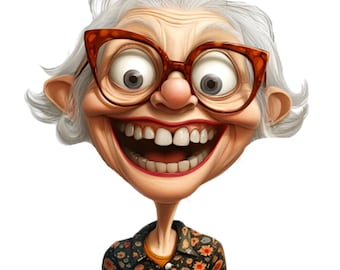 Imágenes prediseñadas de ancianas divertidas, imágenes prediseñadas de ancianos, abuela linda, paquete PNG de ancianas, anciana alegre, personas mayores divertidas, sublimación