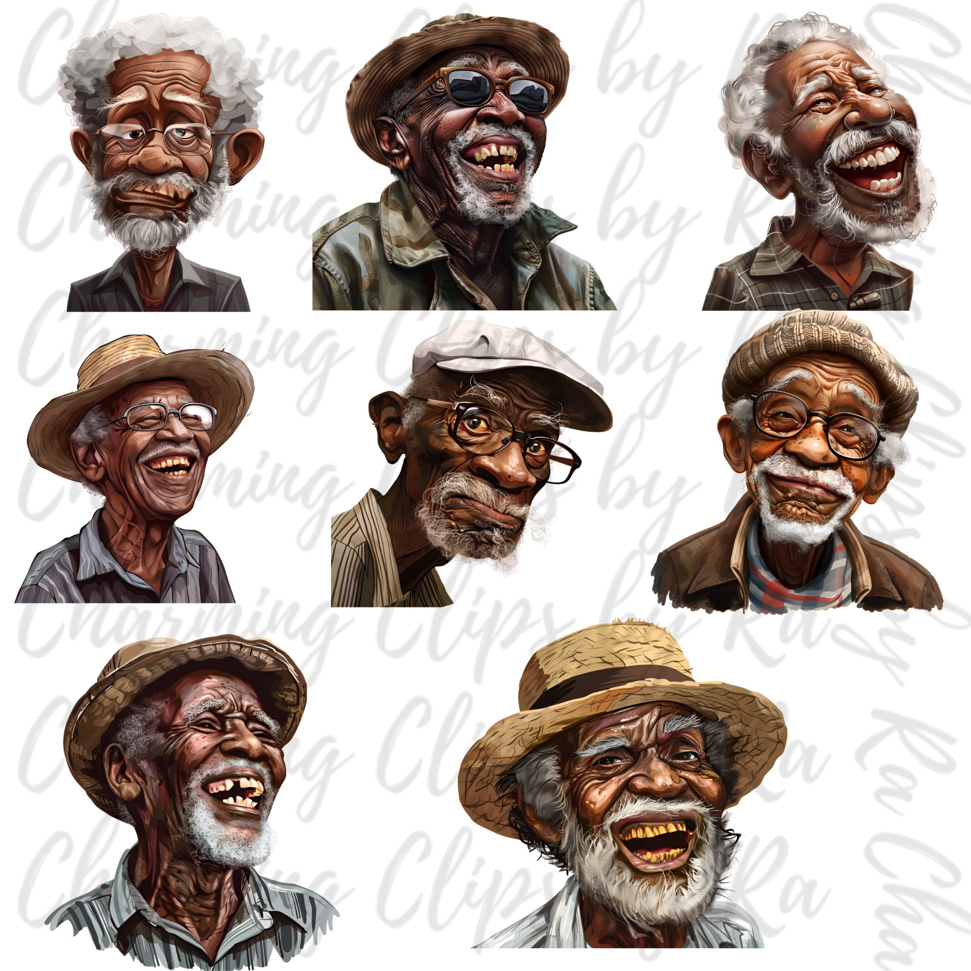 Funny Old Black Man Clipart, Elderly Clipart, Grandpa Clipart ...