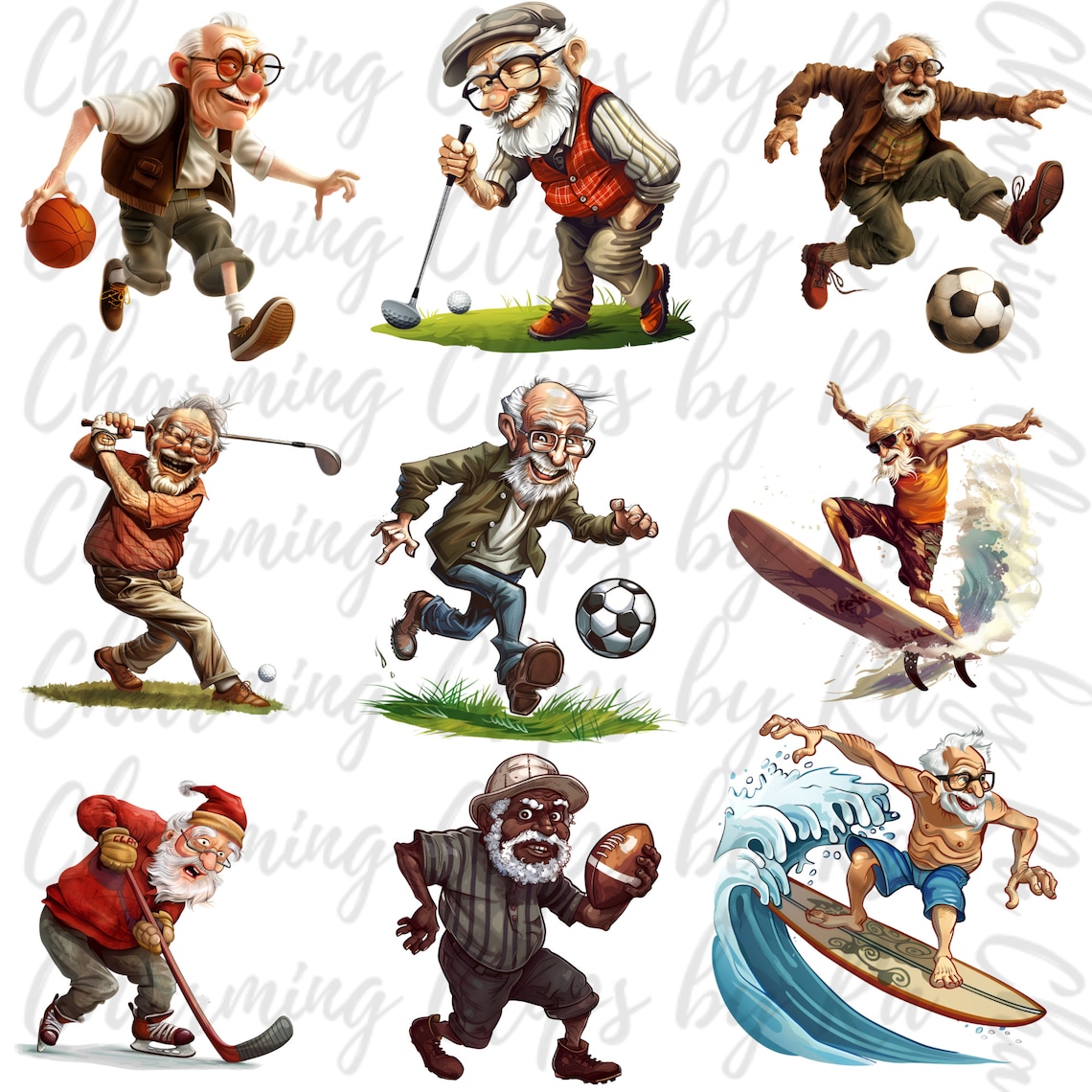Funny Old Man Clipart, Elderly Clipart, Grandpa Clipart, Grandfather ...