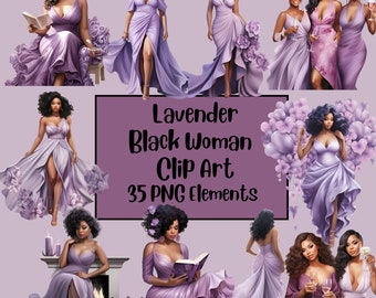 Watercolor Black Woman Fashionable Clipart, Black Woman Curvy Figures, Boss Woman, African American, PNG Bundle, Bookworm clipart, Reading