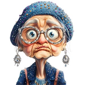 Clipart divertenti vecchie signore, Clipart anziani, Nonna carina, Pacchetto PNG vecchie signore, Vecchia signora allegra, Persone anziane divertenti, Sublimazione