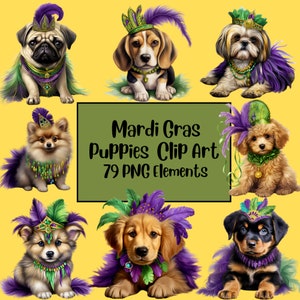 Bundle de cliparts chien, Mardi Gras aquarelle PNG, Festival, mardi gras, Clipart chiens, races de chiens, clipart chiot, Illustrations de chien