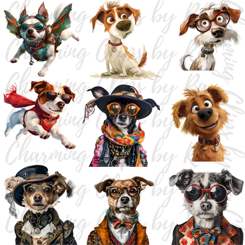 Quirky Dog Clipart | Whimsical Dogs Clip Art | Funny Dogs | Cartoon ...