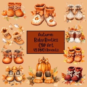 Chaussures bébé | Clipart nouveau-né aquarelle | Clipart Chaussette bébé automne | Fabrication de cartes | Pngs de butin | Clipart vectoriel | Clipart bébé garçon fille