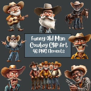 Imágenes prediseñadas de anciano gracioso, gráficos de vaqueros, imágenes prediseñadas de anciano, imágenes prediseñadas de abuelo, abuelo, personas mayores divertidas, PNG de anciano gruñón, sublimación