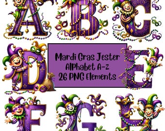 Mardi Gras Alphabet PNG, Mardi Gras Letters, Monogram PNG, Sublimation Design, Mardi Gras Glitter Png, Happy Mardi Gras Png Bundle