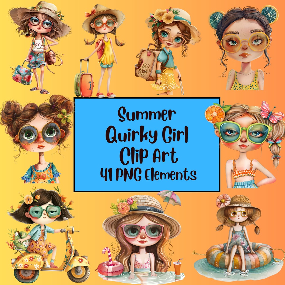 Quirky Girl Clipart, Whimsical Girl, Paper Doll, Junk Journal, Cute ...