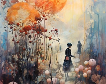 Enigmatic - Surreal Landscape Art Print, Dreamy Wall Decor, Fantasy Poster, Garden Art Print, Unique wall art, Digital Art Poster Print