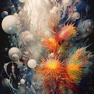 Celestiflare @7.14D - Surreal Decor, Artistic Wall Print, Unique Art Print, Contemporary Poster, Abstract Art, Visionary Art, Avant-Garde