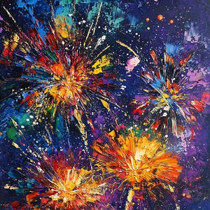 Tiānhuǒ’s Garden – Abstract Floral Firework Art Print | Color Burst Wall Poster | Cosmic Bloom Decor