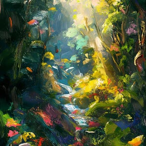 Halcyon Lichtung – Schattenhain | Mystischer Wald Kunstdruck | Stimmungsvolle Natur Wanddeko | Malerisches Fantasy Poster