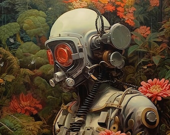 Galactic Garden - Sci-Fi Kunstdruck des Forschers auf Alien Flora World, Sci-Fi Wohnkultur, Alien-Landschaft für Sci-Fi-Liebhaber