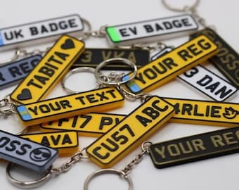 Personalised 4D Number Plate Keyring – Custom Car Registration Keychain – Custom Gift for Him Her – Unique Car Accessory