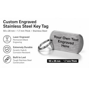 Personalised Keyrings Both Sides Engraved Keychain Key Tags Custom Your Own Text