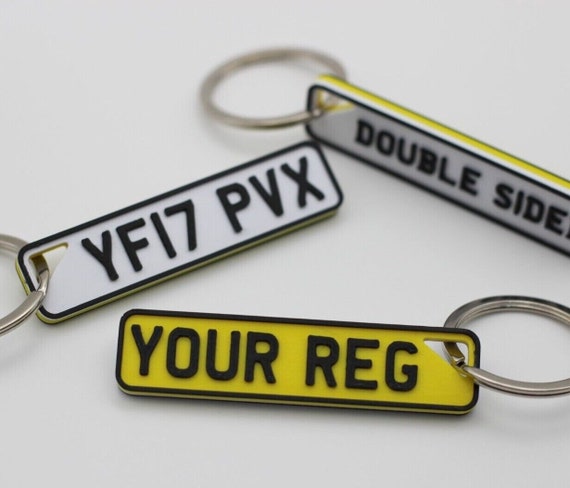 Double-Sided Custom Personalised Car Number Plate 4D Reg Plate Keyring  Keychain gifted personalised-keyring