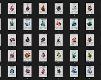 99 Crystal Meaning Cards, Crystal Cards, Chakra, Zodiac, Printable Cards, Crystal Information Cards, Crystal Insight Cards