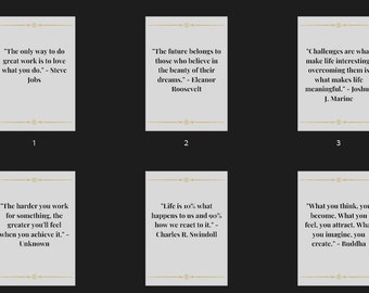 100 Affirmation Cards, Positive and Motivating Quotes, Printable Cards, Quote Cards