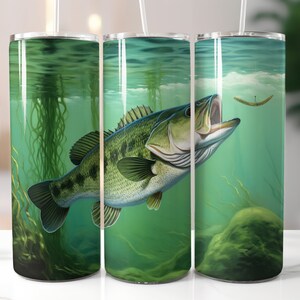 Bass Tumbler Wrap Fishing Tumbler Wrap for 20 oz Sublimation Tumbler Gift for Men Fathers Day Fish PNG Christmas Gift Largemouth Bass Dad
