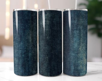 Denim Tumbler Wrap, 20oz Skinny Tumbler Design de sublimação com superfície denim com acabamento fino, copo de moda PNG digital instantâneo sem costura