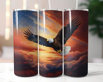 Eagle Tumbler Wrap Design 20oz Skinny Tumbler Sublimation Design Download digital instantâneo PNG Sublimação Patriótica Eagle Bandeira Americana