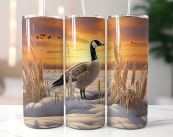 Copo de caça de ganso envoltório ao ar livre 20 onças Skinny Tumbler Design de sublimação Download digital PNG Instantâneo Canadian Goose Tumbler PNG