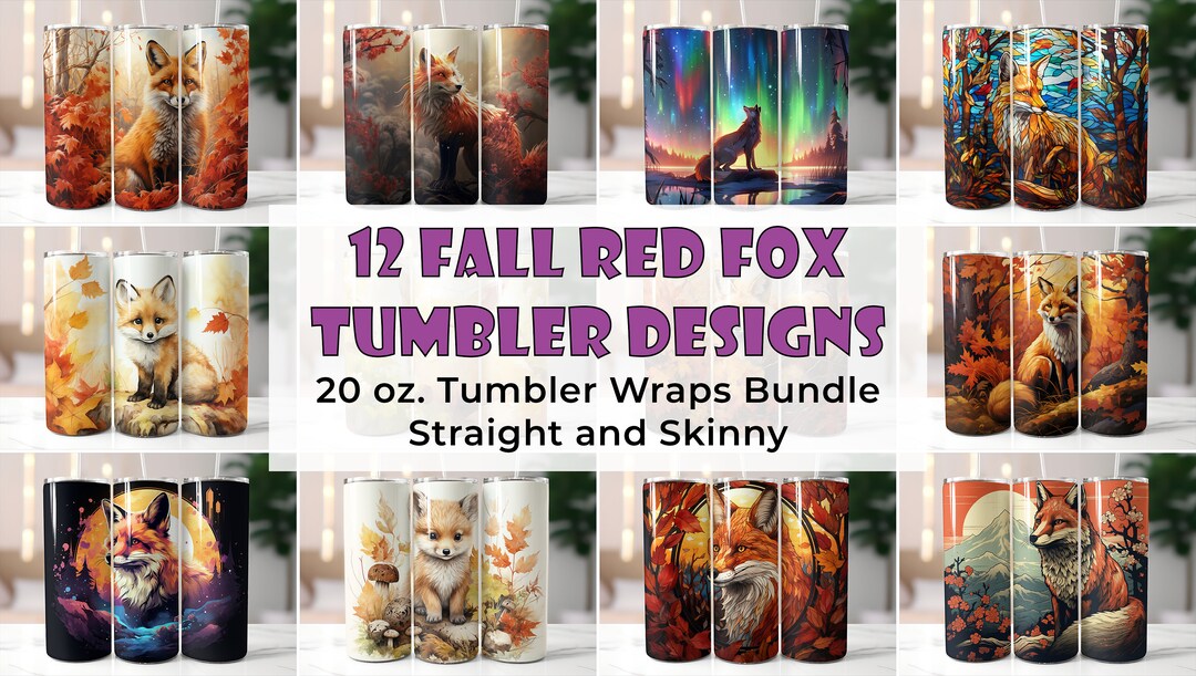 Fall Fox Tumbler Wrap Bundle, 20 Oz Skinny Tumbler Sublimation Design ...