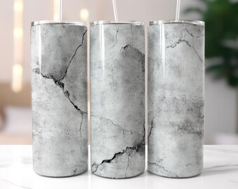 Envoltório de copo de textura de concreto urbano, design de sublimação de copo fino de 20 onças para download digital PNG, estilo industrial moderno em tons de cinza sem costura