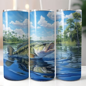 Bass Tumbler Wrap Fishing Tumbler Wrap for 20 oz Sublimation Tumbler Gift for Men Fathers Day Fish PNG Christmas Gift Largemouth Bass Dad