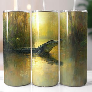 Alligator Tumbler Wrap Sublimation 20oz Skinny Tumbler Sublimation Design Digital Download Florida Alligator Gator Swamp PNG Louisiana