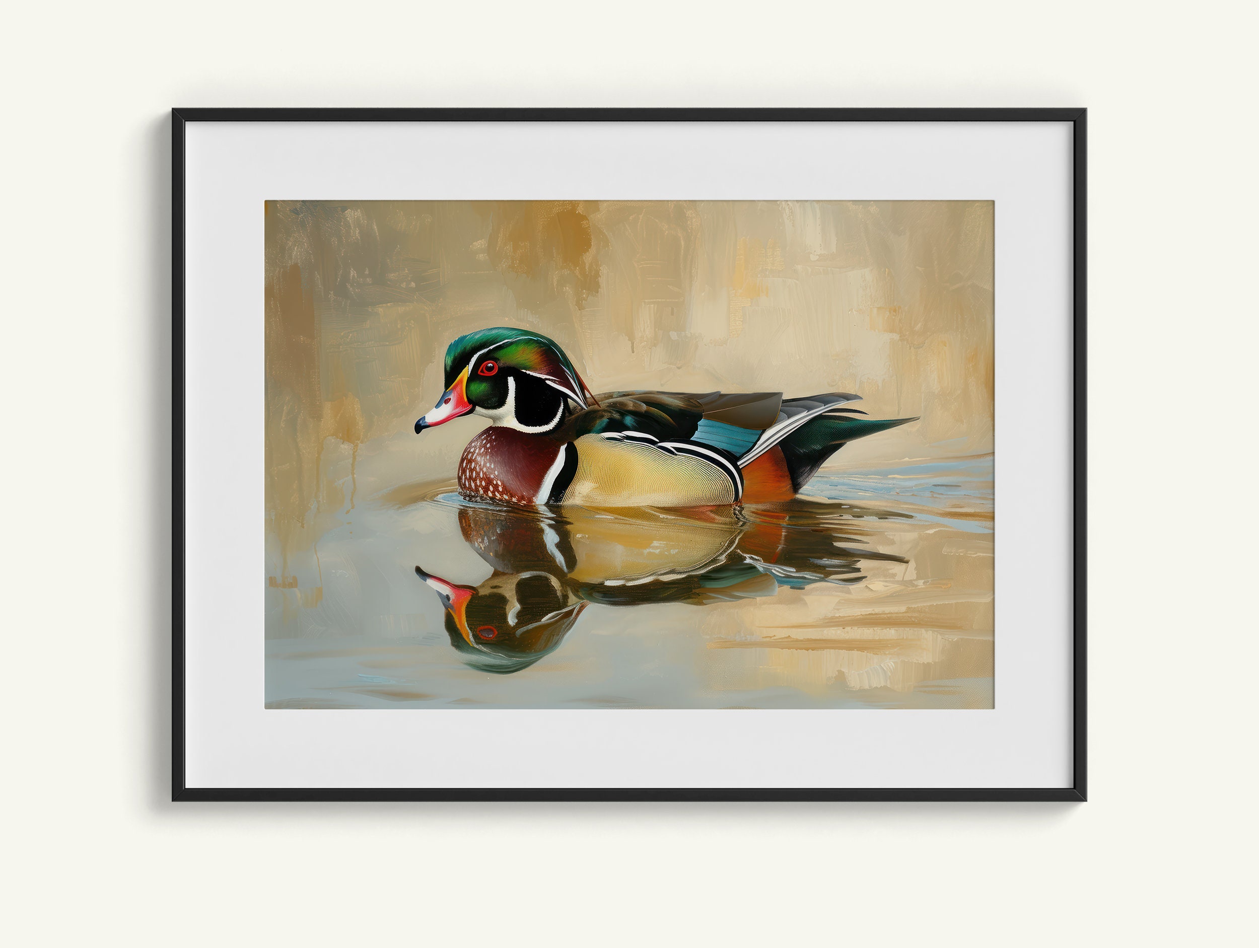 Wood Duck Wall Art, 5 Pack, Printable Country Décor Digital Download