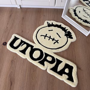 Handmade Album Cover Tufted Rug: Utopia Music Rug (80x61cm)