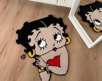 Handgemaakt Betty Boop getuft vloerkleed: cartoon muurkunst (62 x 52 cm)