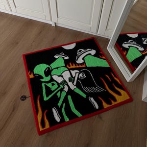 Tufted rug, Tufting rug,Flame Mirror Rug Fluffy Tufted Rug / %100 Handmade