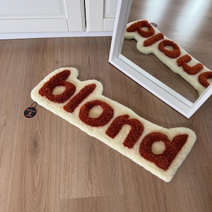 Handmade Blond Album Cover Rug: Tufted Music Decor (61cm x 23cm)