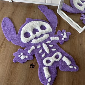 Skeleton tufted rug/3d rug/ handmade tufted custom rug/ living room decor rug/bedroom carpet/