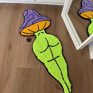 Colorful Woman Body Fluffy Tufted Rug / %100 Handmade