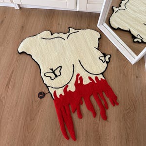 Colorful Woman Body /Fluffy Tufted Rug / %100 Handmade/ Tufting/ Rug
