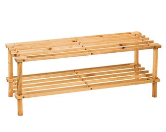 2 3 4 Tier Natural Wooden Slated Shoe Rack Holder