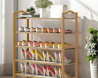 Bamboo Shoe Footwear Rack Organiser Wooden Storage Shelves Stand Shelf Unit