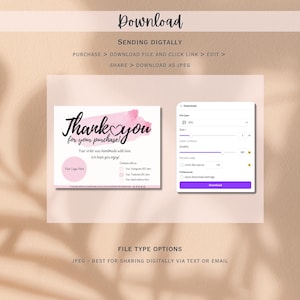 PRINTABLE Business Thank You card Insert Editable CANVA Template Modern Pastel Pink Card Add your own Logo Thank You For Your Order image 6